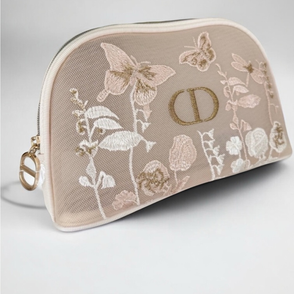 Dior Embroidered Floral Mesh Vanity Pouch – Limited Edition, Rare